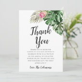 熱帯雨色の緑の赤ちゃんシャワー サンキューカード (スタンド正面)