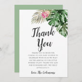 熱帯雨色の緑の赤ちゃんシャワー サンキューカード (正面/裏面)