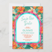 熱帯電気ネオン大人誕生日 招待状 (正面)