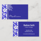 熱帯青いハイビスカス; やし 名刺 (正面/裏面)