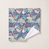 熱帯青い怠惰パターン バスタオルセット (ウォッシュタオル)