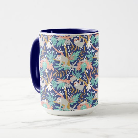 熱帯青い怠惰パターン マグカップ (正面左)