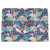 熱帯青い怠惰パターン ラージペーパーバッグ (正面)