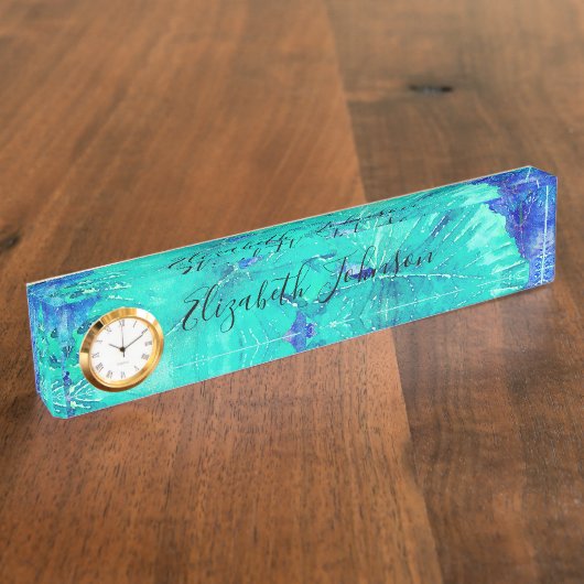 熱帯青葉の模様 デスクネームプレート (側面)