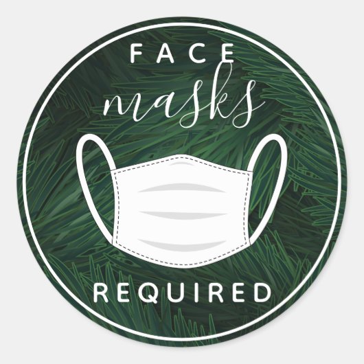 熱帯顔マスク必須ラベル ラウンドシール (正面)
