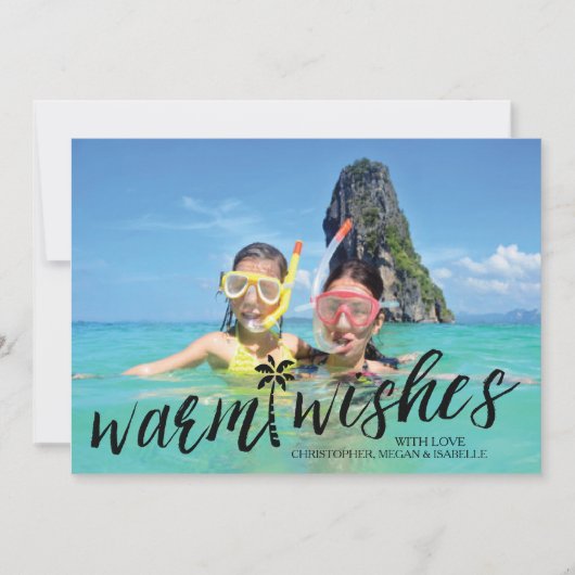 熱帯願いの平らな休日の写真カードを暖めて下さい シーズンカード (正面)