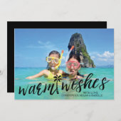 熱帯願いの平らな休日の写真カードを暖めて下さい シーズンカード (正面/裏面)