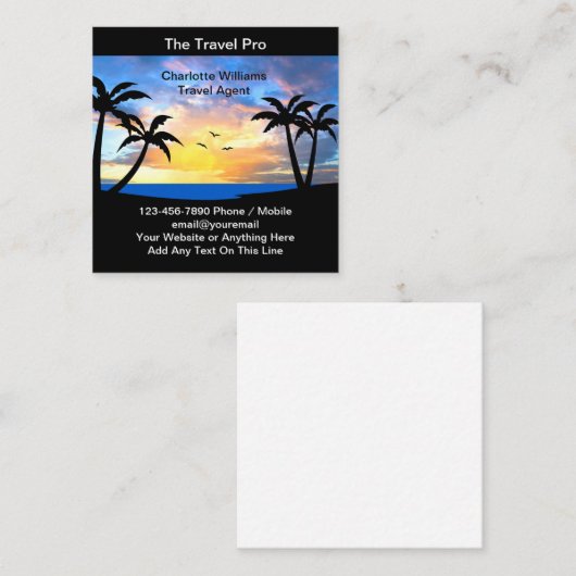 熱帯風光明媚な旅行代理店の専門家の名刺 スクエア名刺 (正面/裏面)