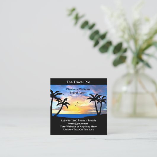 熱帯風光明媚な旅行代理店の専門家の名刺 スクエア名刺 (スタンド正面)