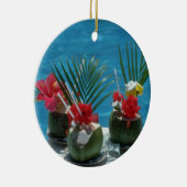 熱帯飲み物、ハワイの花 セラミックオーナメント (右)