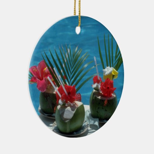 熱帯飲み物、ハワイの花 セラミックオーナメント (右)