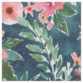 熱帯驚異の暗いハイビスカスの花柄 ファブリック (クローズアップ)