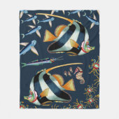 熱帯魚およびカニのフリースブランケット2 フリースブランケット (正面)