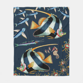 熱帯魚およびカニのフリースブランケット2 フリースブランケット