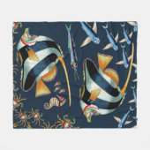 熱帯魚およびカニのフリースブランケット2 フリースブランケット (正面(横))