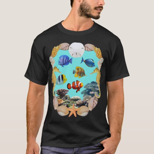 熱帯魚および礁のワイシャツ Tシャツ (正面)