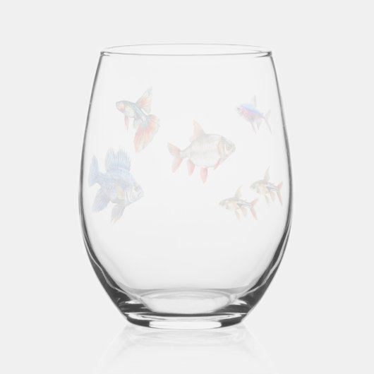 熱帯魚かわいいおもしろい水族館 ステムなしワイングラス (裏面)