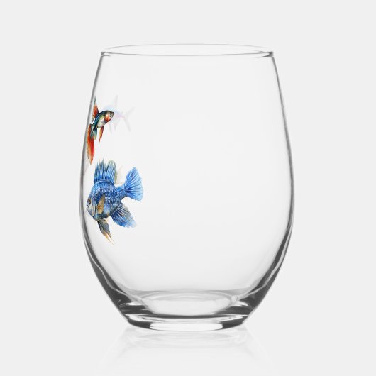 熱帯魚かわいいおもしろい水族館 ステムなしワイングラス (左)