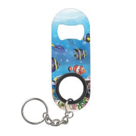 熱帯魚が海底を泳ぐ キーホルダー栓抜き