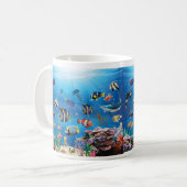 熱帯魚が海底を泳ぐ コーヒーマグカップ (正面左)