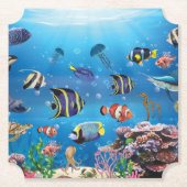 熱帯魚が海底を泳ぐ ペーパーコースター (正面)