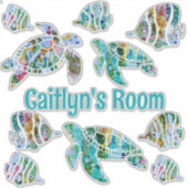 熱帯魚とウミガメ シール (正面)