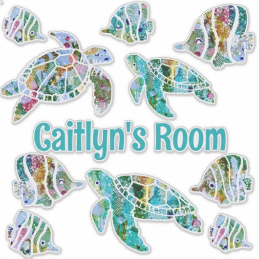 熱帯魚とウミガメ シール (正面)