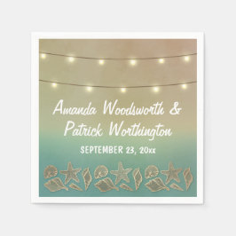 熱帯魚とシーシェル結婚のナプキン スタンダードカクテルナプキン