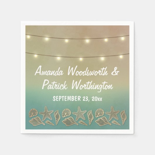 熱帯魚とシーシェル結婚のナプキン スタンダードカクテルナプキン (正面)