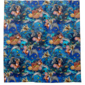 熱帯魚と一緒に海のイルカ シャワーカーテン (正面)