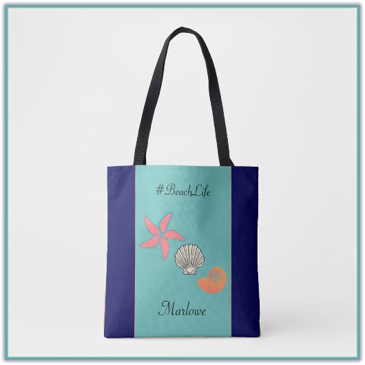 熱帯魚と貝類の海ビーチ生活 トートバッグ
