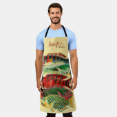 熱帯魚のカスタマイズ エプロン (着用した状態)