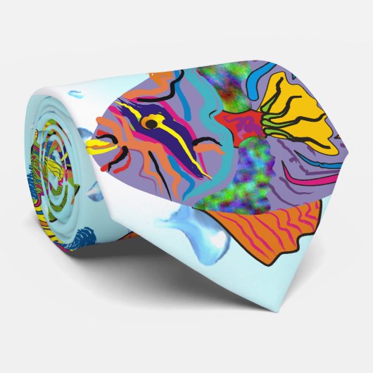 熱帯魚のタイお洒落アート、水背景 ネクタイ (ロール)