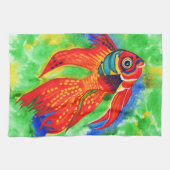 熱帯魚のデザインの台所か手タオル キッチンタオル (横)