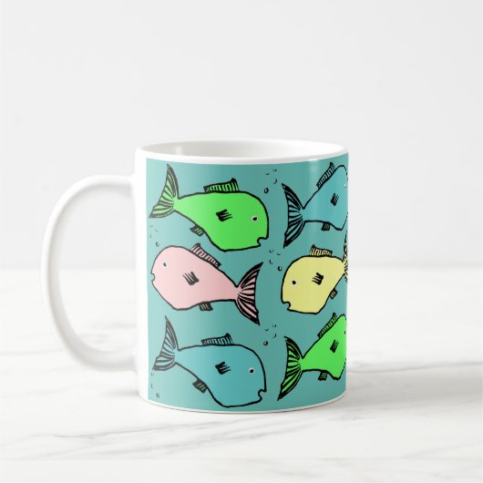 熱帯魚のデザインコーヒーマグ コーヒーマグカップ (左)