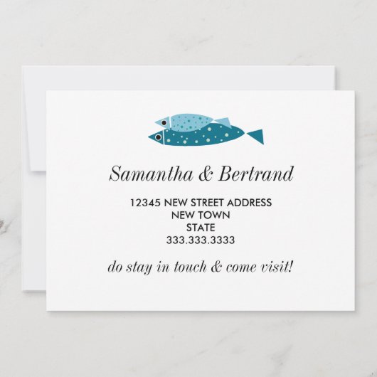 熱帯魚のパターンの新住所 案内状 (裏面)