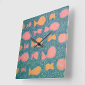 熱帯魚のパ絵を描ターン スクエア壁時計 (傾斜)