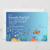 熱帯魚のビーチ誕生会の招待 招待状 (正面)