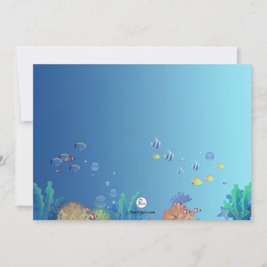 熱帯魚のビーチ誕生会の招待 招待状 (裏面)