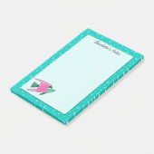 熱帯魚のピンクおよびティール（緑がかった色）パーソナライズな4 x 6 ポストイット (アングル)