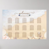 熱帯魚の国旗のビーチ結婚式の座席表 ポスター (正面)