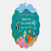 熱帯魚の女の子とシュノーケリング誕生日パーティー オーナメントカード (右)