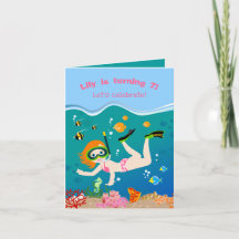 熱帯魚の女の子とシュノーケリング誕生日パーティー