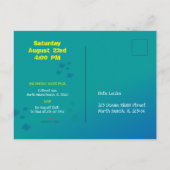 熱帯魚の女の子と一緒にシュノーケリングする誕生日パーティー インビテーションポストカード (裏面)