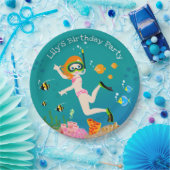 熱帯魚の女の子の誕生日パーティーでシュノーケリング ペーパープレート (パーティー)