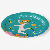 熱帯魚の女の子の誕生日パーティーでシュノーケリング ペーパープレート (アングル)