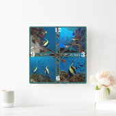 熱帯魚の情景壁時計 スクエア壁時計 (ホーム)