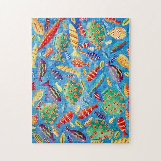 熱帯魚の水中海洋生物絵を描の ジグソーパズル (縦)