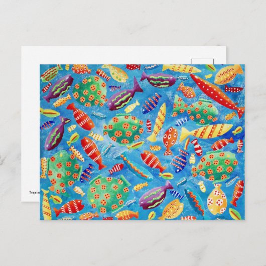 熱帯魚の水中海洋生物絵を描の ポストカード (正面/裏面)