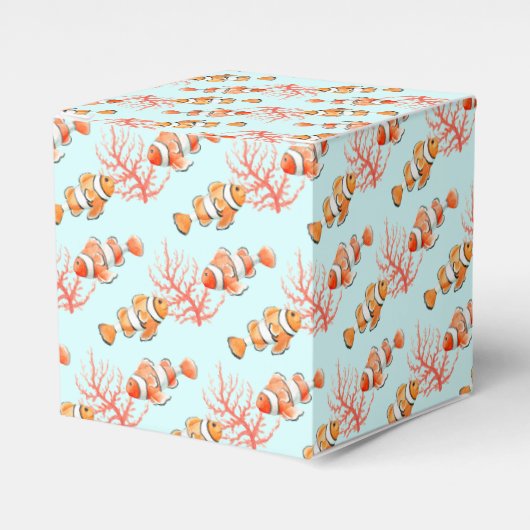 熱帯魚の水彩色パターン（の模様が）ある好色箱 フェイバーボックス (正面サイド)